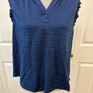 St. John's Bay Navy Textured V-Neck Short Sleeve Top